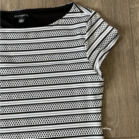 Sharagano Black and White Midi Dress with Classic Charm Size 6 Business Casual - Picture 4 of 7